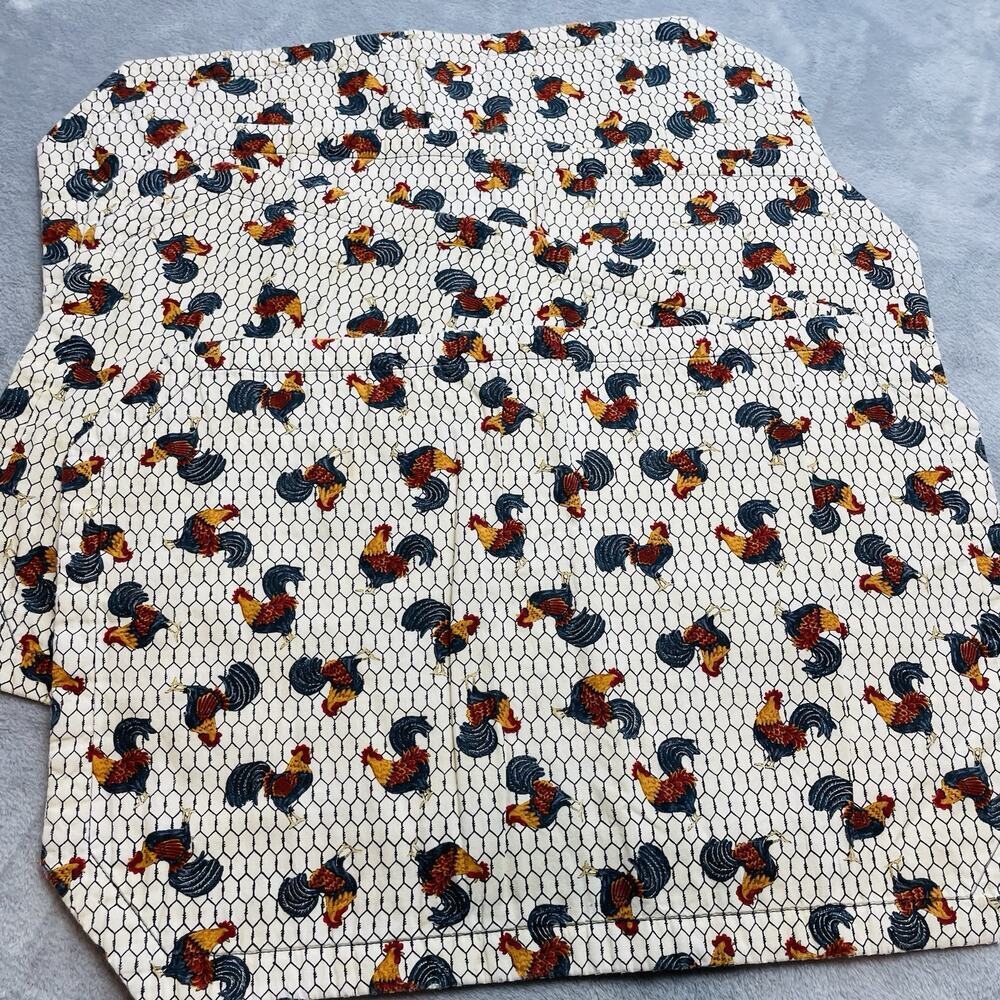 4 Vintage Rooster Placemats 12"x18" Country Barn Coop Farmhouse Shabby Chic